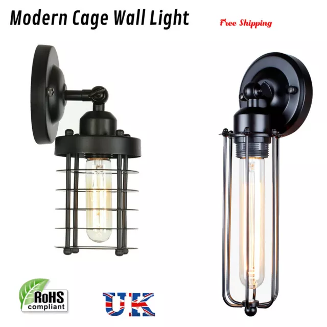 Retro industrial iron cage wall vintage light up down bar sconce lamp wire cage