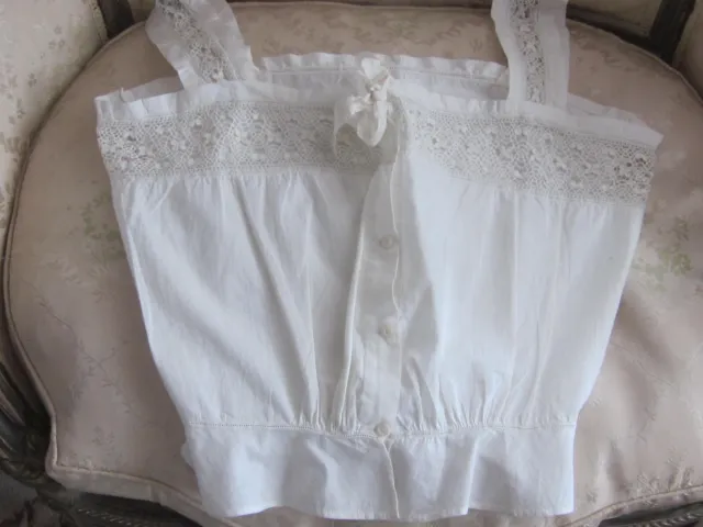 Antique Ladies Camisole Perfect Condition White Lace With Ribbon 23"Waist Lovely