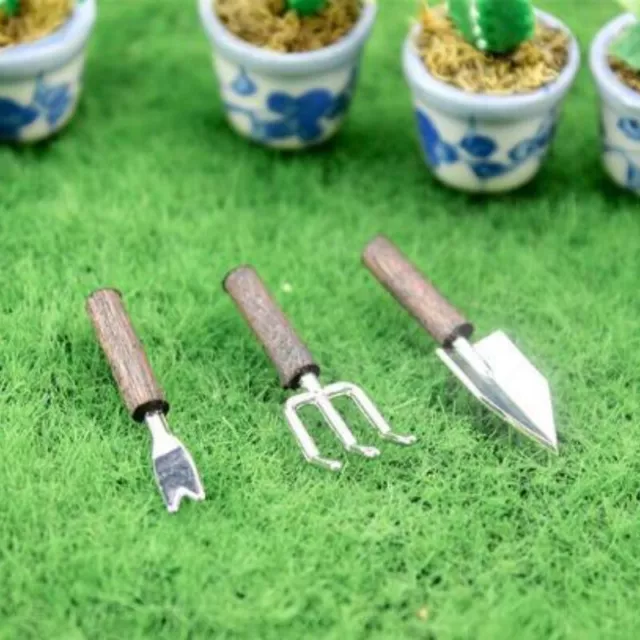 3PC Dolls House 1:12TH Scale Miniature Garden Planting Tools Shovel Accessories