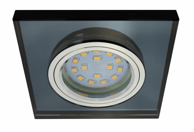 Deco LED Einbaustrahler Lichtkranz Beleuchtet Decken Spots Rahmen Glas Eckig