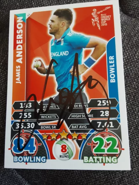 JAMES ANDERSON (ENG) - World Cup 2015 Hand Signed CRICKET TRADING CARD