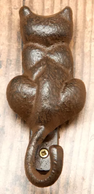 Cast Iron Cat Antique Vintage Rustic Shabby Chic Brown Front Door Knocker Gift 3