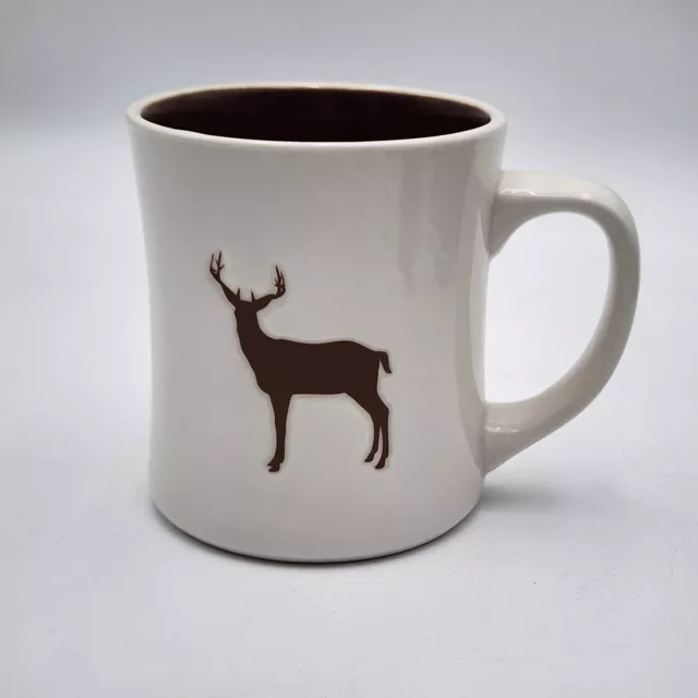 Starbucks 2008 Coffee Mug Deer Elk Stag Antlers Embossed 12oz Brown Interior