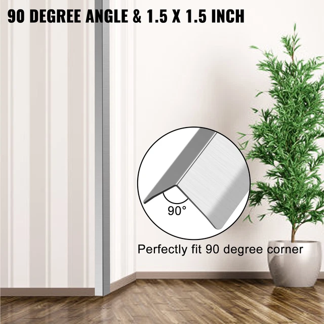 VEVOR Stainless Steel Corner Guards Wall Corner Protector 1.5 x 1.5 x 48" 5 Pcs 3