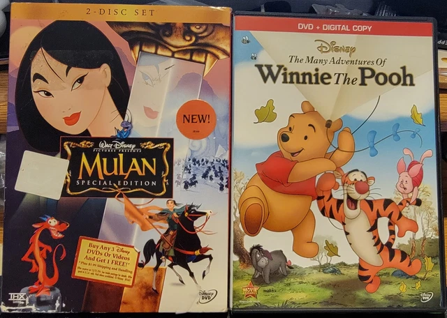 2 DISNEY DVD LOT Many Adventures of Winnie The Pooh+MULAN Special Edition 2-Disc