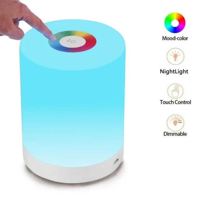 LED Nachttischlampe Touch-Sensor-Steuerung Leseleuchte Dimmbar RGB Night GIFT