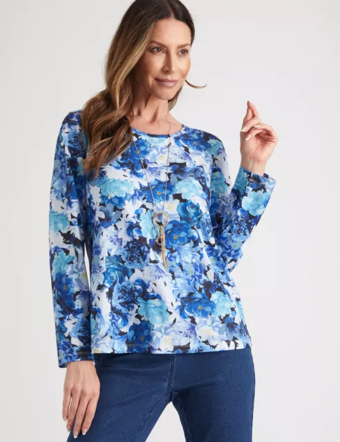 Womens Tops -  Long Sleeve Printed Top - MILLERS