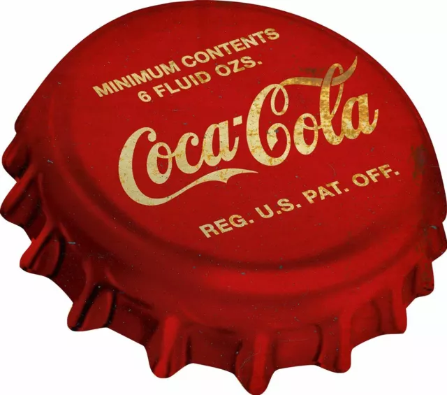 Coca Cola Red White Bottle Cap 24" Wide Heavy Duty Usa Made Metal Soda Adv Sign