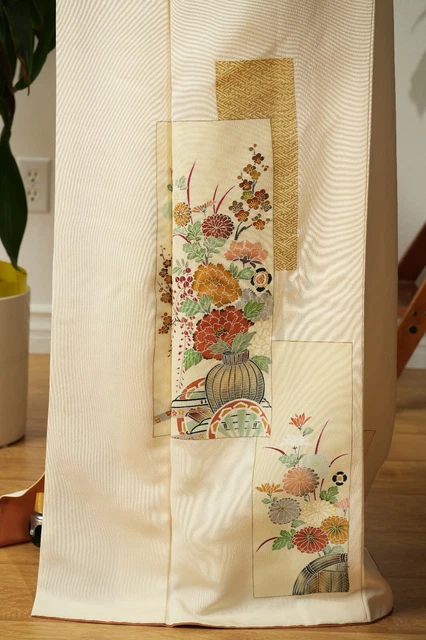 Dear Vanilla Japanese Silk Kimono Women's Robe Gown Authentic Japan Vintage Mint 7
