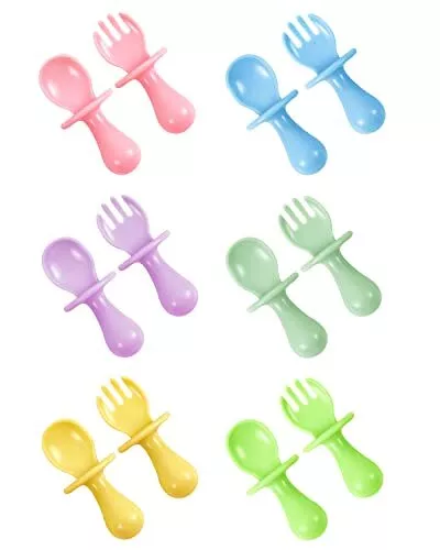12 Pcs Baby Spoons and Forks for Baby Leading Weaning Toddler Utensils Baby S...
