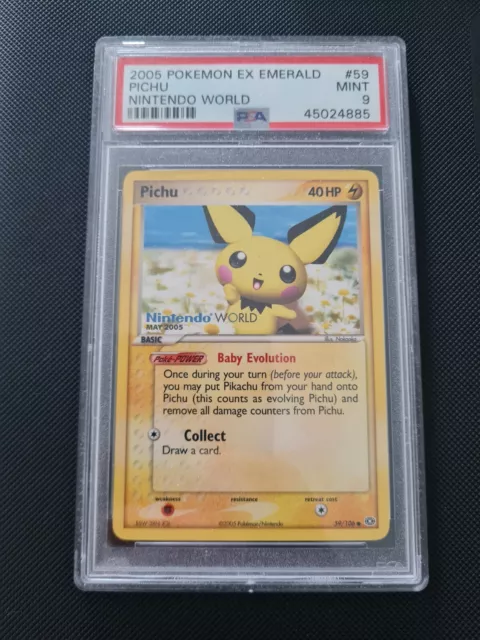 Pokemon Card - Pichu 59/106 Nintendo WORLD Stamped May 2005 WOTC - PSA 9