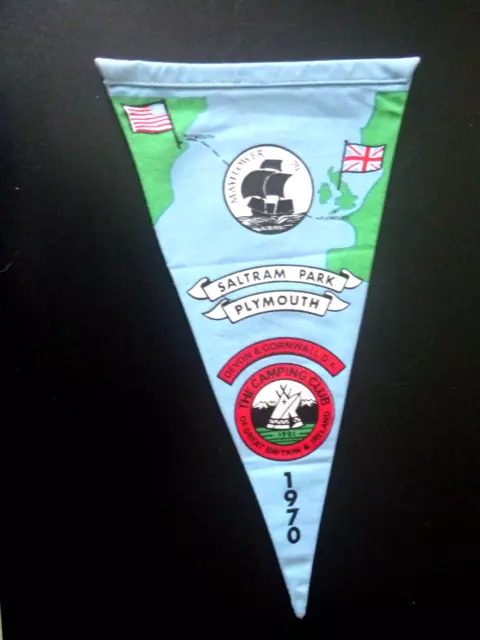 Vintage Camping Club Of Great Britain Banner Pennant Saltram Park Plymouth 1970