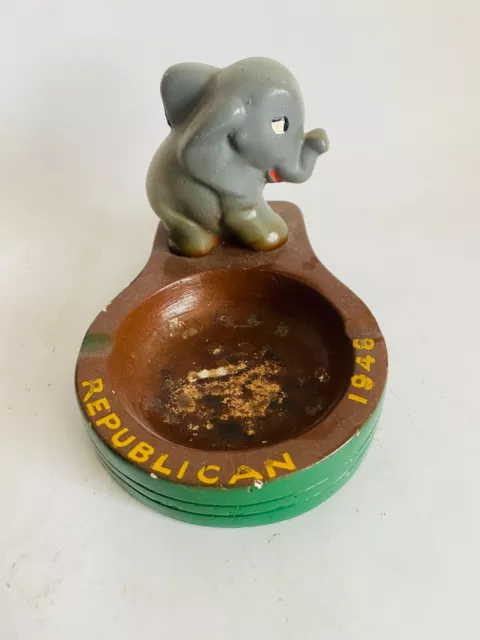 Vintage 1946 Republican National Committee Elephant Ashtray. RARE. Advertising