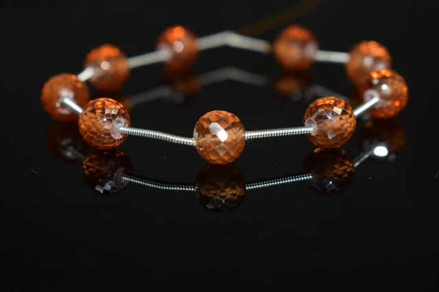 8MM Natural Zircon Faceted Round Gemstone 6Inch Loose Beads For Jewelry Making