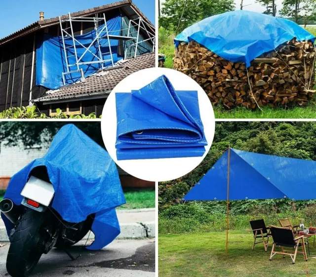 Tarpaulin Heavy Duty Waterprof Cover Tarp Ground Sheet Strong Canvas 3.6m x 2.4m