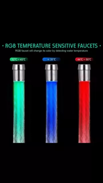 2 pcs Temperature Sensor LED Light Water Faucet light 7 color changing