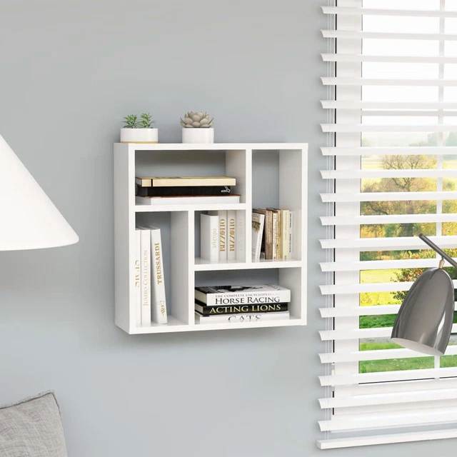 Scaffale a Parete Bianco Lucido 45,1x16x45,1  in Truciolato T8V9