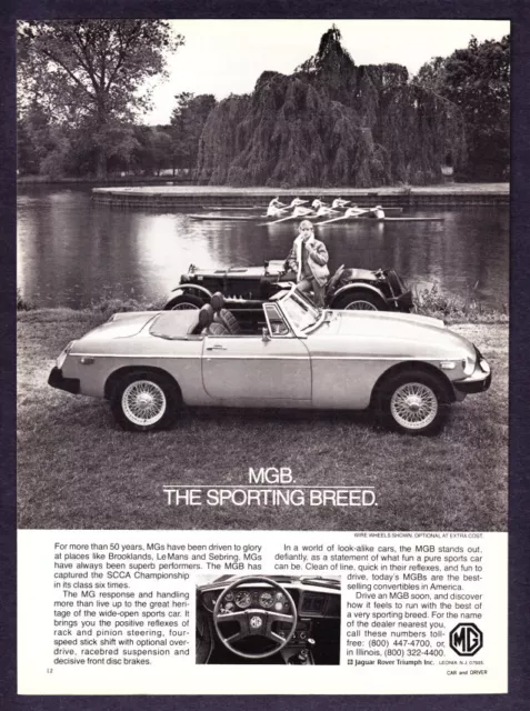 1980 Rowing Team on Lake photo MG MGB Convertible "Sporting Breed" promo ad