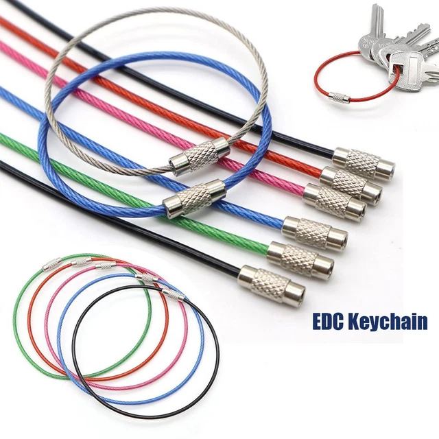 Porte-clés à fil Porte-clés EDC Mousqueton en acier inoxydable Porte-clés