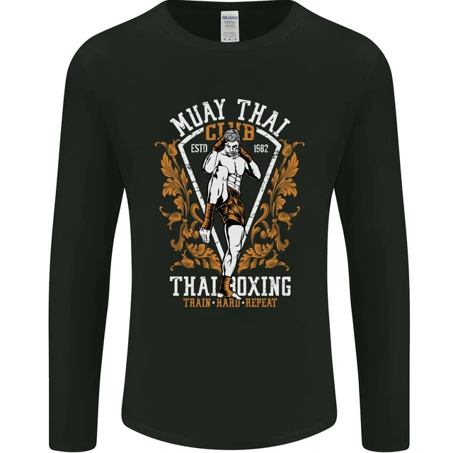 Muay Thai Fighter Warrior MMA Martial Arts Mens Long Sleeve T-Shirt