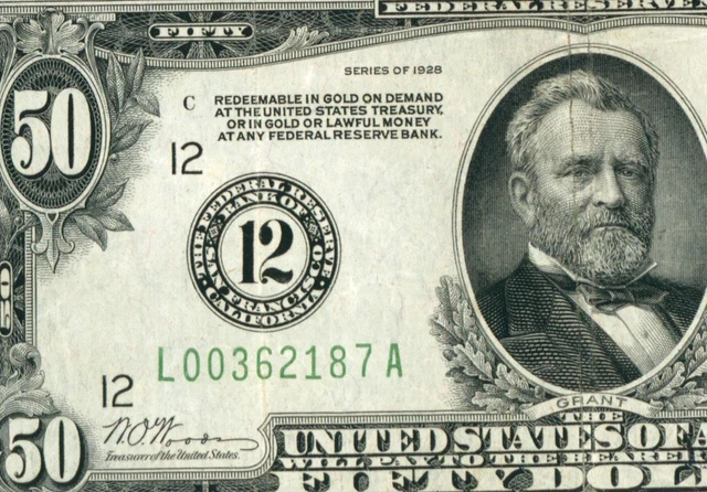 $50 1928 (( San Francisco )) Federal Reserve Note ** DAILY CURRENCY AUCTIONS