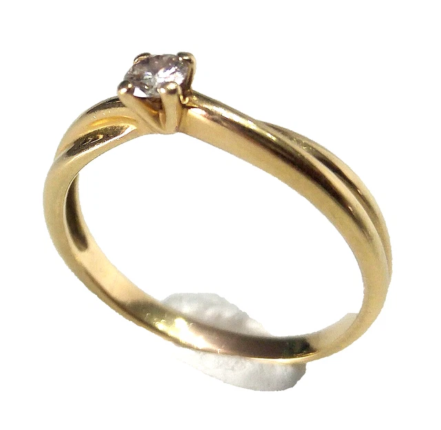 BAGUE OCCASION FEMME jeune fille solitaire diamant or jaune 18