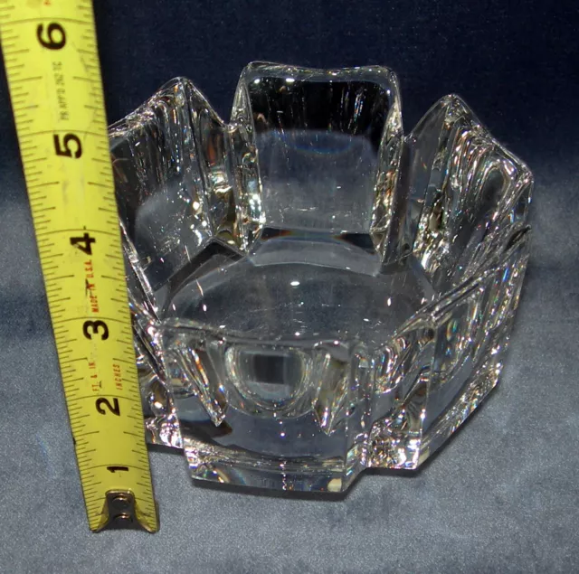 Vtg Orrefors Sweden Lars Hellsten Designed ~ Crystal 4 1/2" Corona Bowl Signed 3