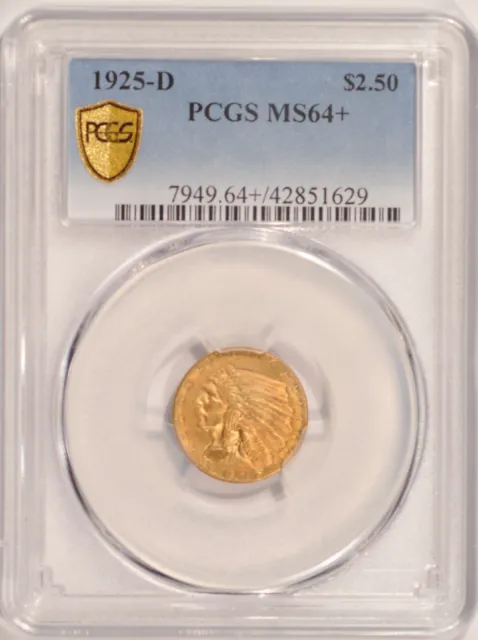1925-D $2.50 Indian Gold Quarter-Eagle Coin PCGS MS64+ Pre-1933 Gold