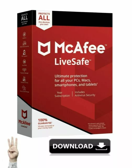 McAfee LiveSafe 2024 Unlimited Device, 1 Year GLOBAL Key - No CD