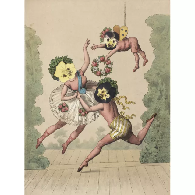 Anonymous Flower Face Dancers Weird Drawing Canvas Wall Art Print Poster