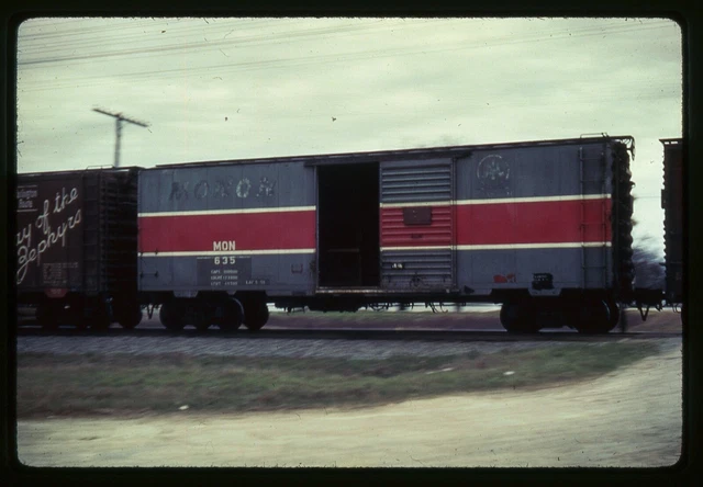 Railroad Slide - Monon #635 Box Car Freight Train Vintage Photo Al Chione