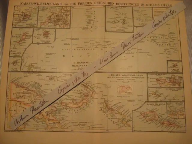 Antike Karte um 1905.Kolonien im Kaiser-Wilhelms Land-Original antique map