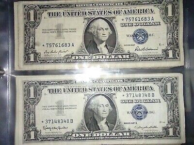 1958 Silver STAR NOTE One Dollar Blue Seal Note Silver Certificate