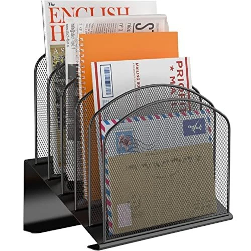 Desk File Organizer 5 Compartment Paper Letter Organizer Magazine Holder Rack