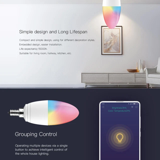 White Smart Home SIG candela lampada controllo vocale lampada