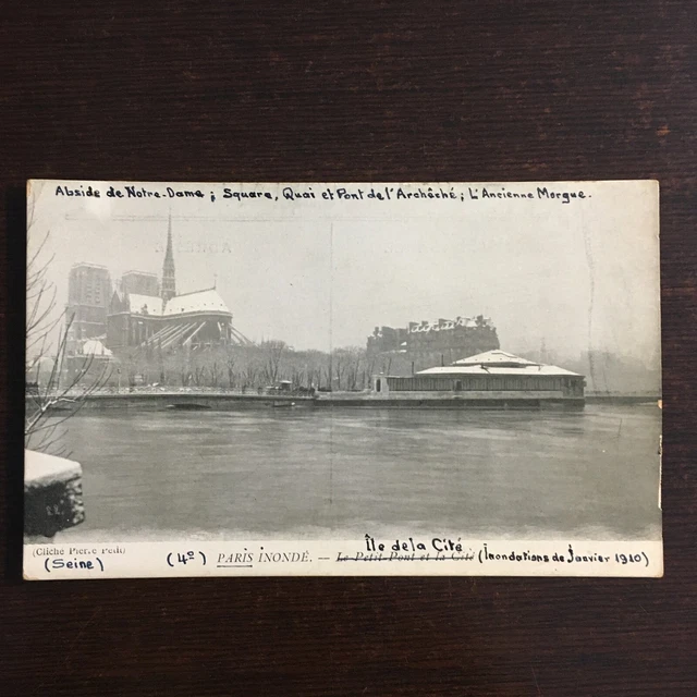 CPA Cathedral Church Notre-Dame de Paris Arrow Back Flood 1910