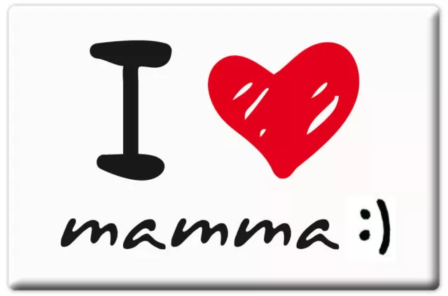 Magnete Rettangolare Calamita Cuore Amore I Love Mamma Idea Festa Mamma