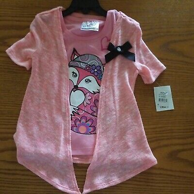 Beautees Girls' 2-Pc. Sweeter & Love  Fox Top, Pink, Size 4
