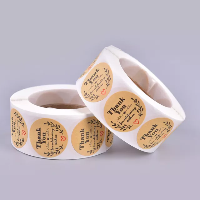 500PCS/Roll Kraft Thank You Sticker Seal Labes Hand Made Stationery StickerL*LN