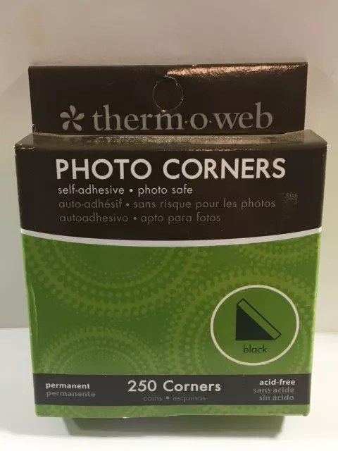 Therm O Web Black Adhesive Photo Corners 250 Count Box