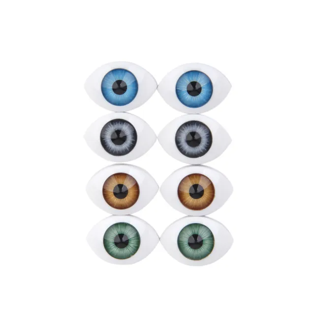 8pcs 12mm Iris Oval Hollow Plastic Doll Eyes Eyeballs Doll DIY Supplies