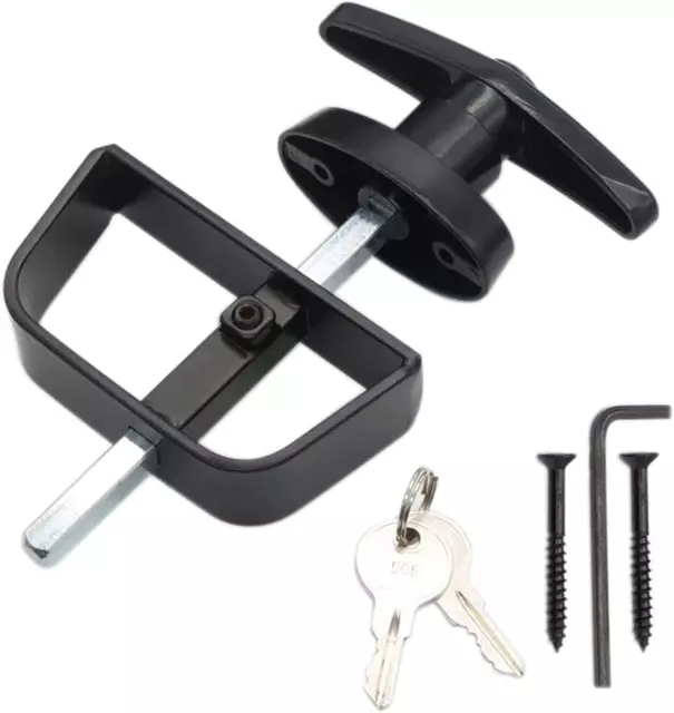 Qlvily Shed Door Latch T-Handle Lock Kit with 2 Keys, Shed Door Lock, Storage Ba