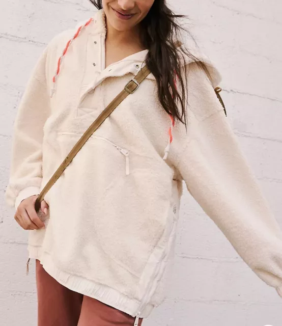 NWT FREE PEOPLE Movement OVERSIZED Fuzzy Was She Fleece Pullover Hooded M L XL