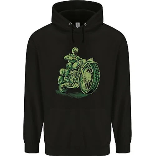 Biker Green Cafe Racer Motorbike Motorcycle Childrens Kids Hoodie