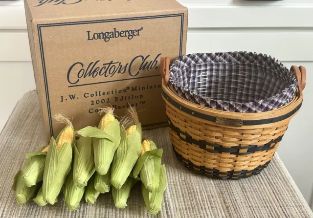 Longaberger Collectors Club JW Miniature Corn Basket Set+ 14 Faux Ears Of Corn!!