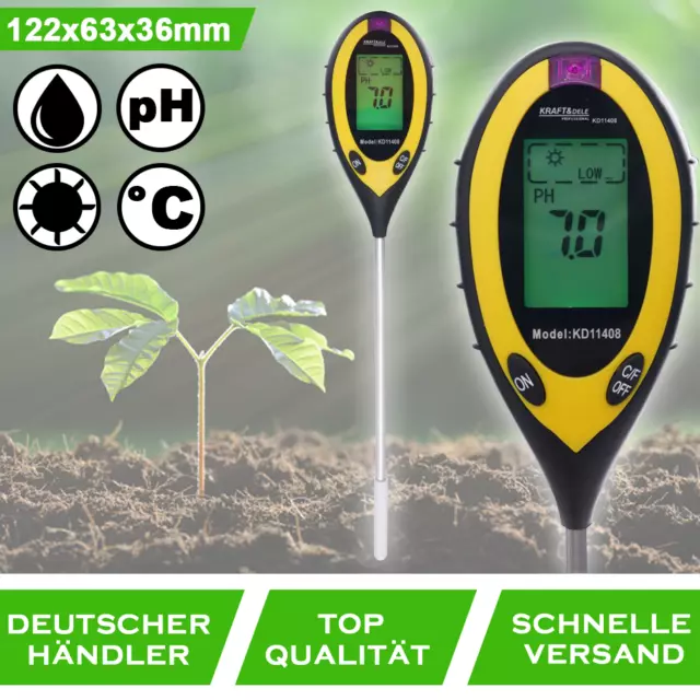 Bodentester Messgerät PH Wert Bodenmessgerät Pflanzen Licht Feuchtigkeit KD11408