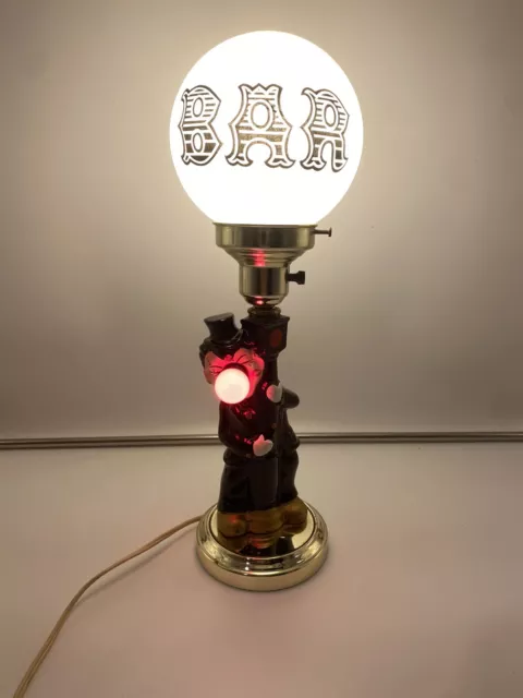 Bar-Lamp-Hobo-Clown-Red-Nose-3-Way-Light-Vintage-Collectable- Rare