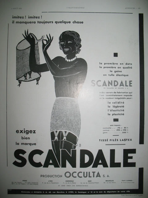 Publicite De Presse Scandale Gaine Occulta Exigez La Marque !  French Ad 1934
