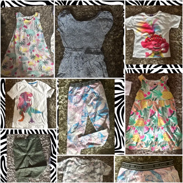 9 items Girls 7-8 yrs bundle 3 Dresses 3 Tees 1 Skirt 2 Leggings incRiver Island