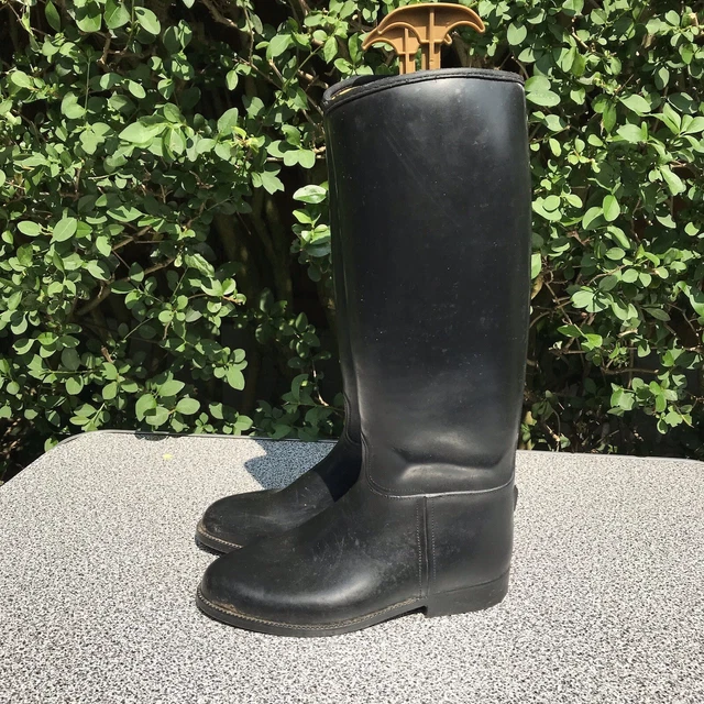 HARRY HALL RIDING Boots Black Classic Style Riding Wellies UK 4.5 / 5